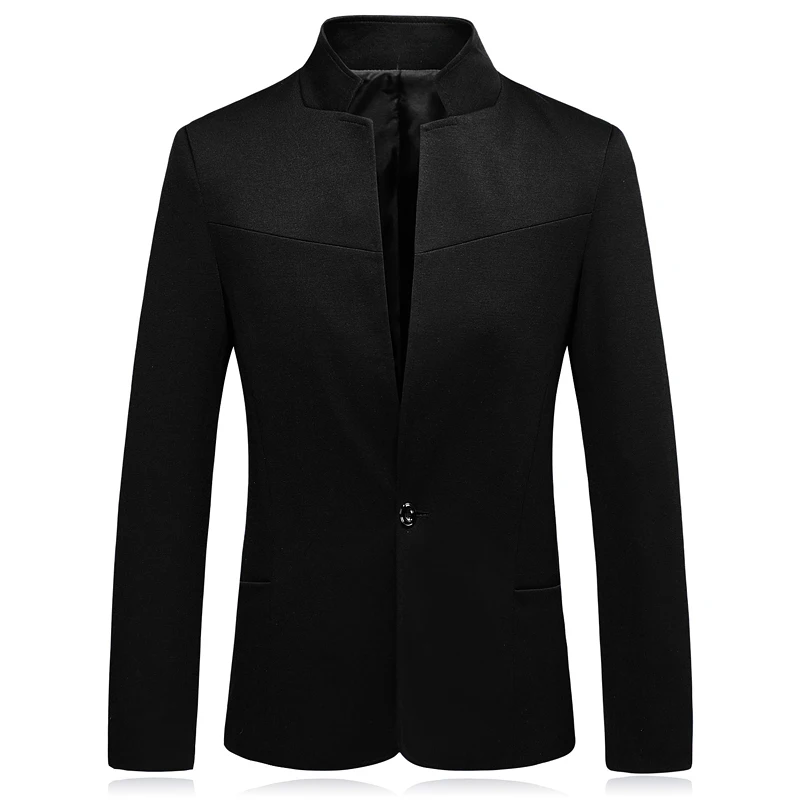 

2019 New Fashion Stand Collar Men Suit Business Banquet Wedding Mens Dress Suit Jacket Size 5XL Man Leisure Blazer