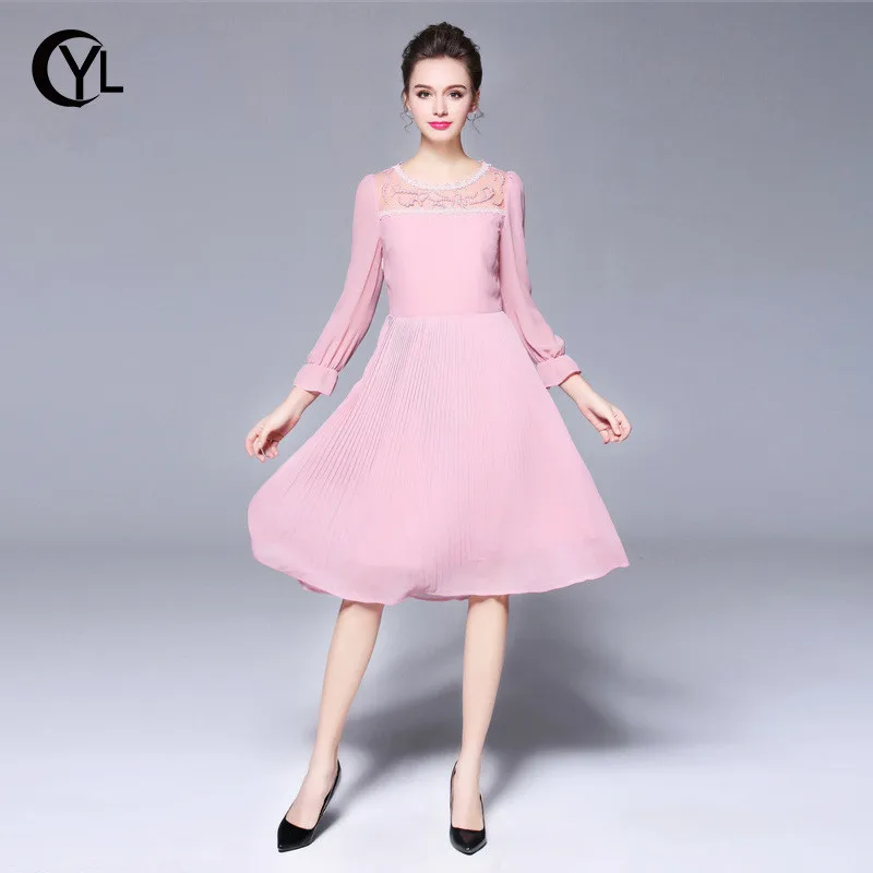 OUYALIN M-3XL 4XL 5XL Плюс Размер летнее платье 2018 элегантное женское с рукавом 3/4 бисером