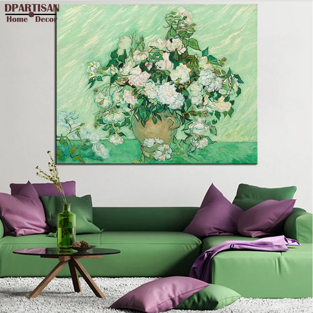 

DPARTISAN Vincent Van Gogh vase of rose print oil painting Giclee wall Art Print No frame wall painting for home living pictures