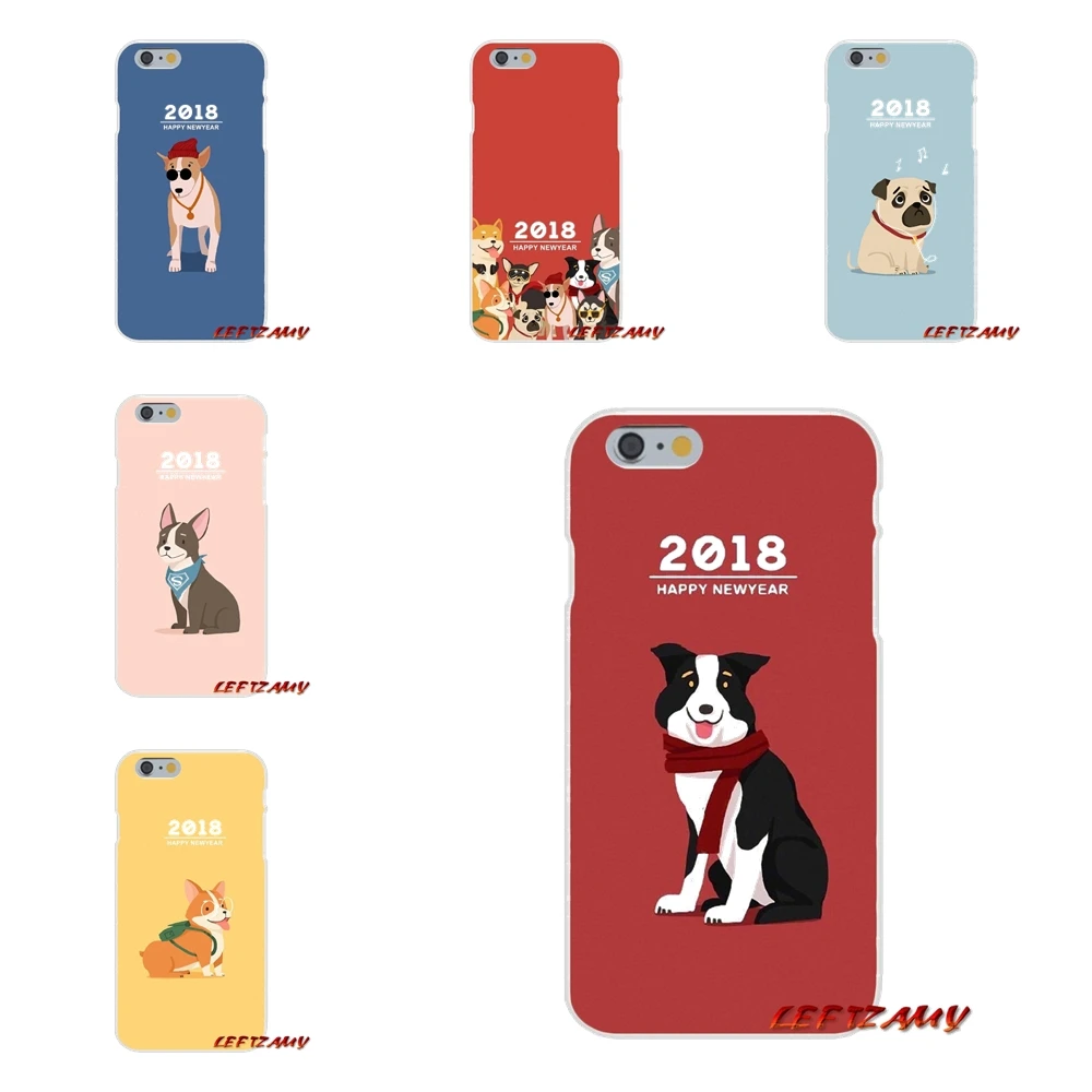 Для iPhone X 4 4S 5 5S 5C SE 6 S 7 8 плюс 2018 Happy Новый год милые аксессуары для собак телефон