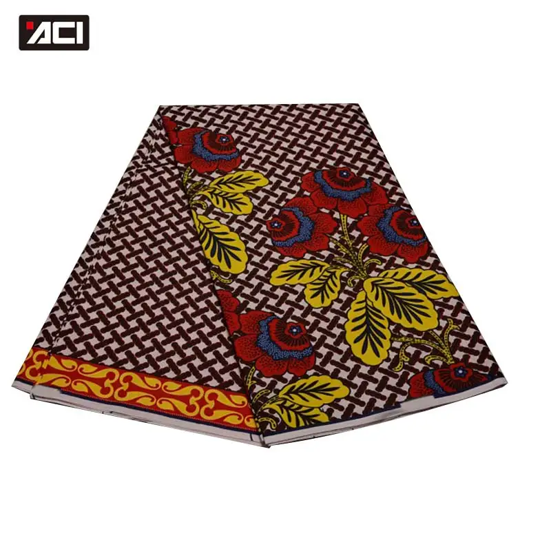 ACI Wholesale Veritable Real Wax Fabric Ankara Print African Wax Fabric Tissu Wax Patchwork Polyester Pongee For Wedding