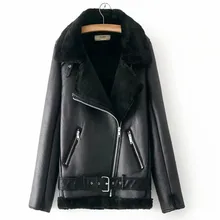 Теплая женская зимняя мотоциклетная бархатная куртка из искусственной кожи, пальто, женские короткие лацканы с мехом, толстая Корейская версия, плюс бархатная куртка из искусственной кожи, куртка-бомбер