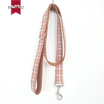 

MUTTCO retailing stout durable soft dog leash handmade cotton and nylon THE ORANGE PLAID 5 sizes dog collars and leashes UDL042