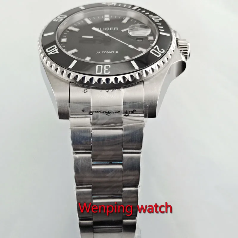 Мужские автоматические механические наручные часы Bliger W2775 с черным циферблатом и