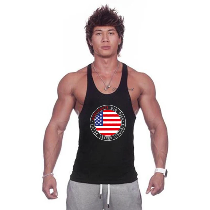 Muscleguys летняя брендовая одежда тренажерные залы мужские майки фитнес Y назад хлопчатобумажные рубашки без рукавов для бодибилдинга Tanktop