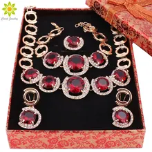 Африканские бусы, ювелирные наборы, вечерние, свадебные, хрустальные, круглые, красные, Кристальные, женские, Свадебные Ювелирные наборы+ подарочные коробки