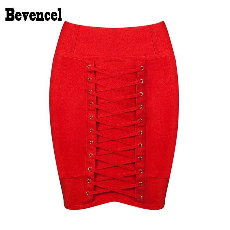 

Bevencel 2019 New Candy Color Skirts Womens Sexy keyhole Bandage Skirt Bodycon Elastic Women Party Club Bandage Skirt Wholesale