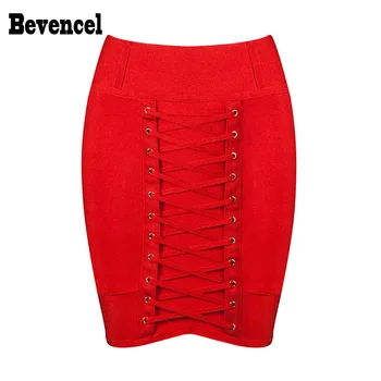 

Bevencel 2020 New Candy Color Skirts Womens Sexy keyhole Bandage Skirt Bodycon Elastic Women Party Club Bandage Skirt Wholesale