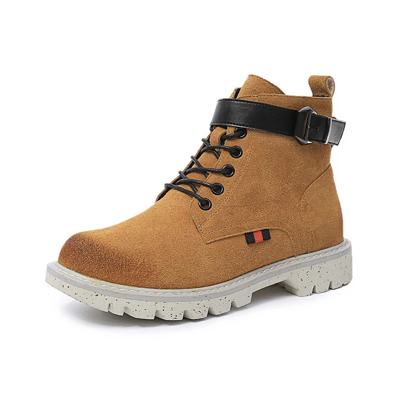 

Fashion Leisure Retro Women Martin Boots Solid Ankle Buckle Punk Motorcycle Boots Round Toe Low Hoof Heels Lace up Shoes