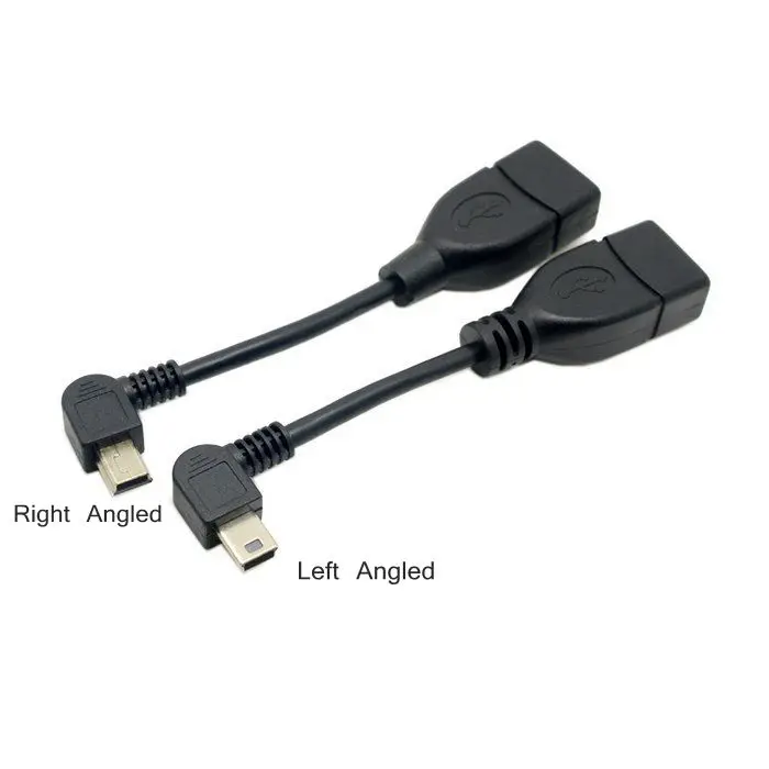 

OTG Mini USB 2.0 Left Angled & Right Angle 90 degree USB Mini 2.0 5Pin Male to USB Female OTG Host cable 10cm 0.1m