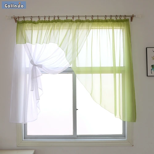 Модные европейские неровные дизайнерские высококачественные прозрачные оконные шторы для гостиной, кухни, балкона, 1 шт - Цвет: Зеленый