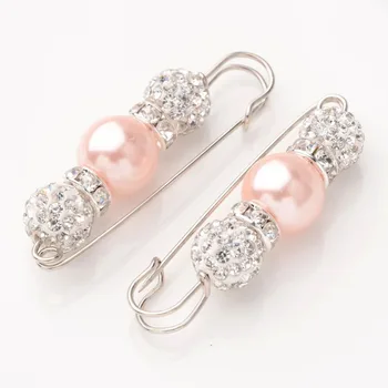 

Valentines Day Gifts for Her Rhinestone Clay Brooches, with Brass Findings, Glass Imitated Shell Beads and Iron Pin, Grade A,F75