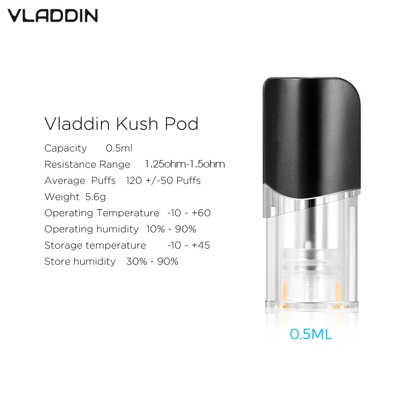 Оригинальный многоразовый картридж Vladdin Kush 0 5 мл керамическая катушка CBD сменный