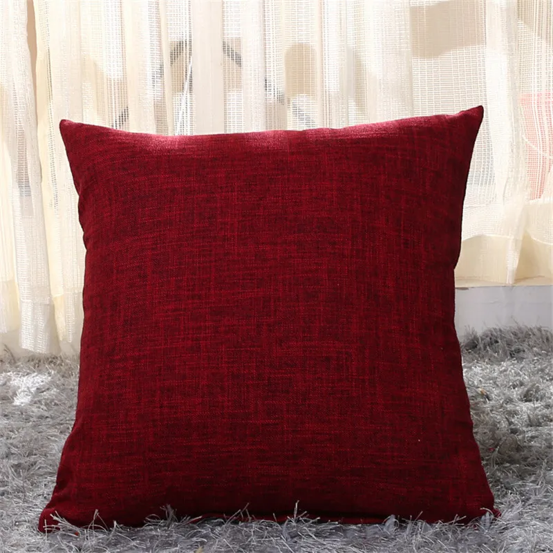 30x50 см/40x40 см/45x45 см простая однотонная хлопковая льняная декоративная подушка для дивана, наволочка, домашний декор - Цвет: Wine Red