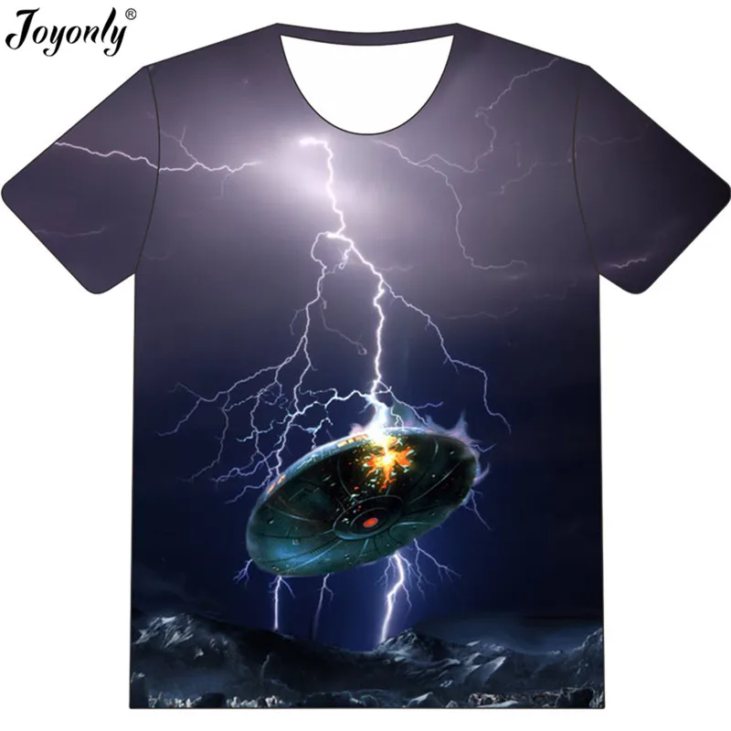 

Joyonly 2018 Summer Newest Boys Girls 3D T shirt Kids Funny Lightning Strikes UFO Design T-shirt Children Fashion Tees Cool Tops