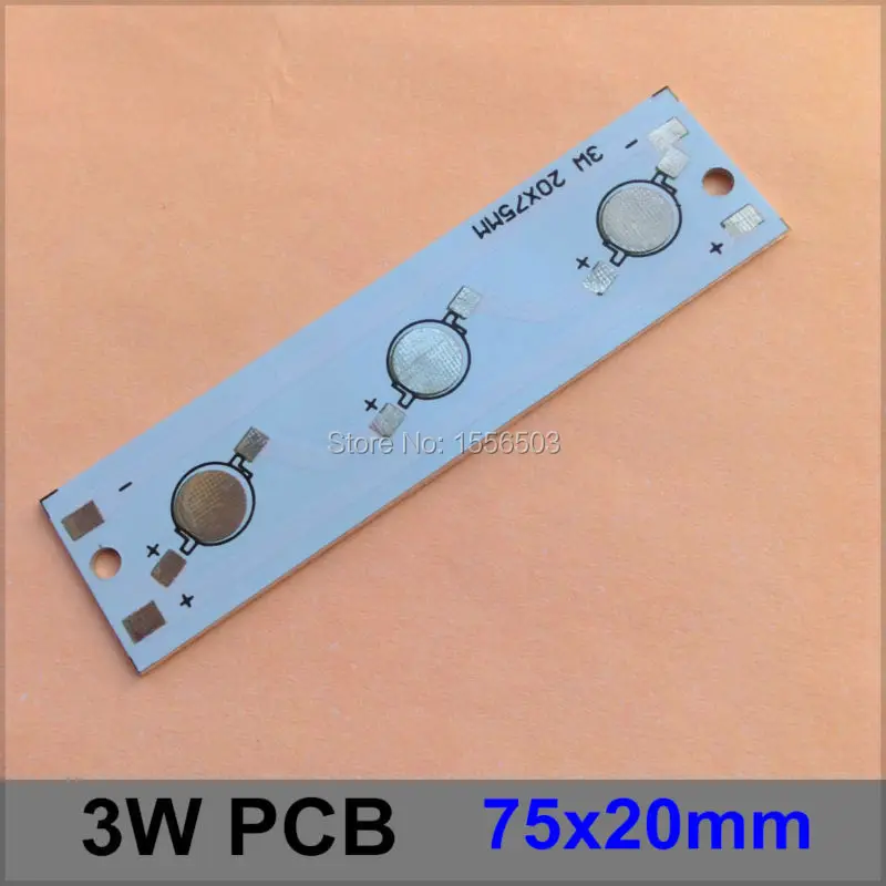 

100 Pcs/lot LED Aluminum Base Plate 3W 75*20mm Rectangle LED High Power PCB Plate Circuit Board For 3W LED Lamp