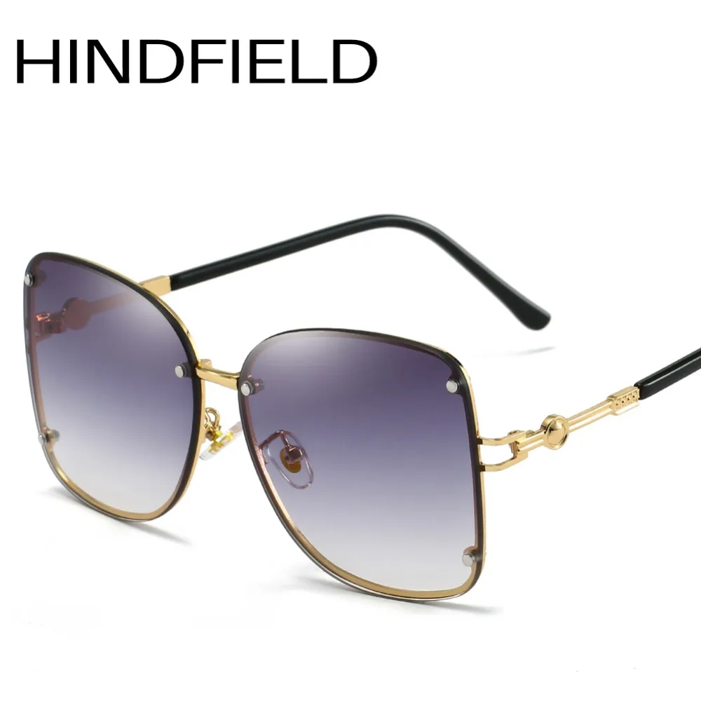 

Hindfield Oversized Sunglasses Womens Gradient Two-tone Lens Sunglasses Fashion Large Eyewear Lady High Quality O358