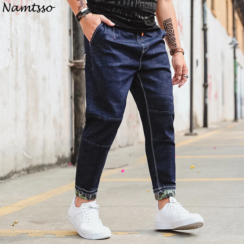 2018 spring men's jeans large size harem pants fashion trend loose rope