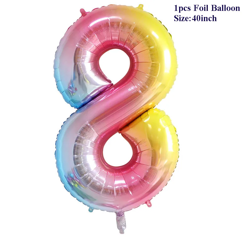 40-дюймовый светодиод будет счастливое детство: День рождения воздушный шар из фольги Градиент Радуга номер баллоны с надписью «LOVE» балон гелий, следа воздушный шар свадебное воздушный шар - Цвет: 1pcs Number
