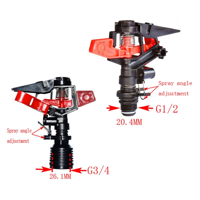 Полив сада женский 3/4 Регулируемый поворот воды Распылительная насадка спринклера мужской 1/2 дюйма разъем рокер спринклер 1 шт