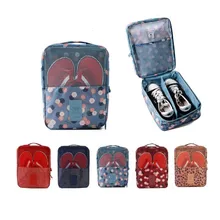 Impreso de Nylon Impermeable Viajes de Vacaciones Zapatos organizador Bolsa de Almacenamiento Caja de Embalaje Organizadores Del Cajón Divisores Armario Contenedor