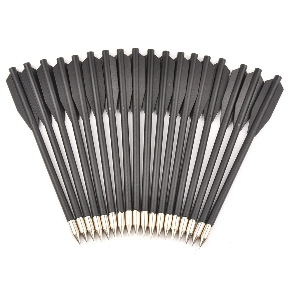 

12PCs Archery Hunting Crossbow Bolt 5.9" 2x Plastic Arrow Vane-Steel Arrow Tip for Crossbow Shooting