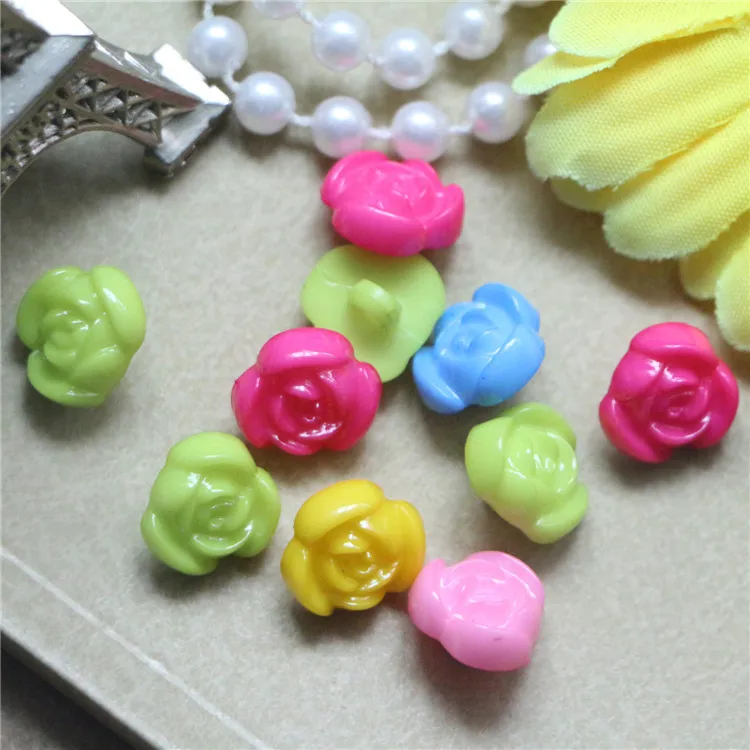 

DIY rose shape plastic button 13.5mm color mix---20 pcs per bag
