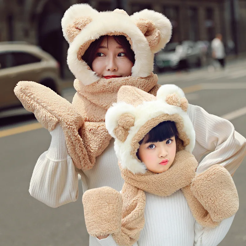 children's hat and scarf in one