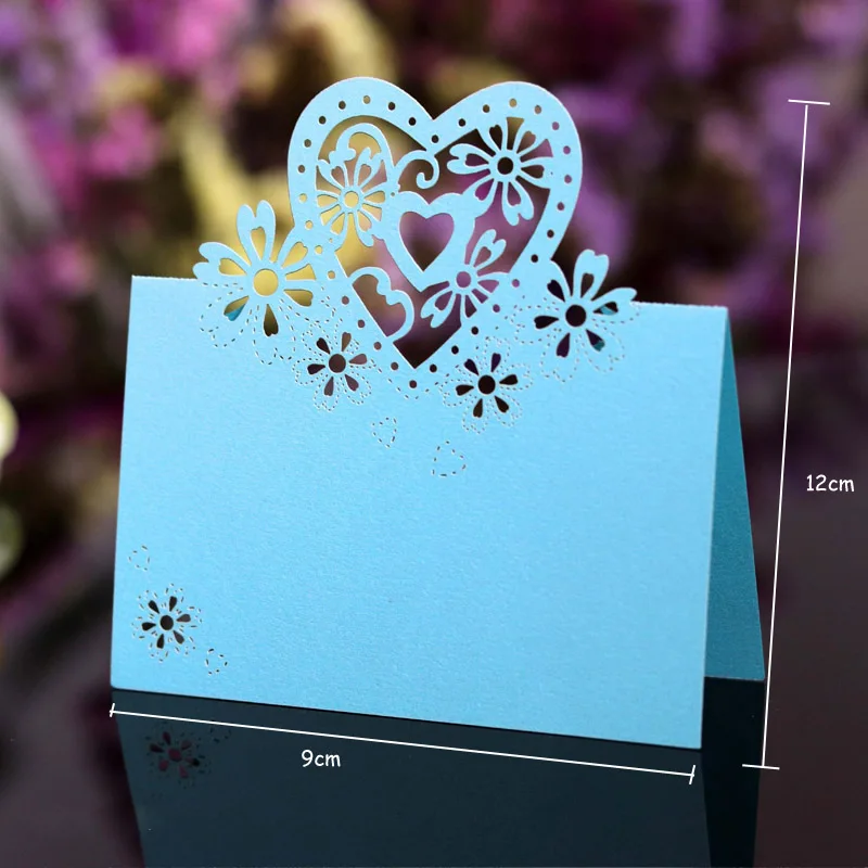 50 шт./компл. свадебное лазерная резка вечерние Свадебный декор посадочные карточки «любящее сердце» выдалбливают бабочка именная табличка 13 Цветов