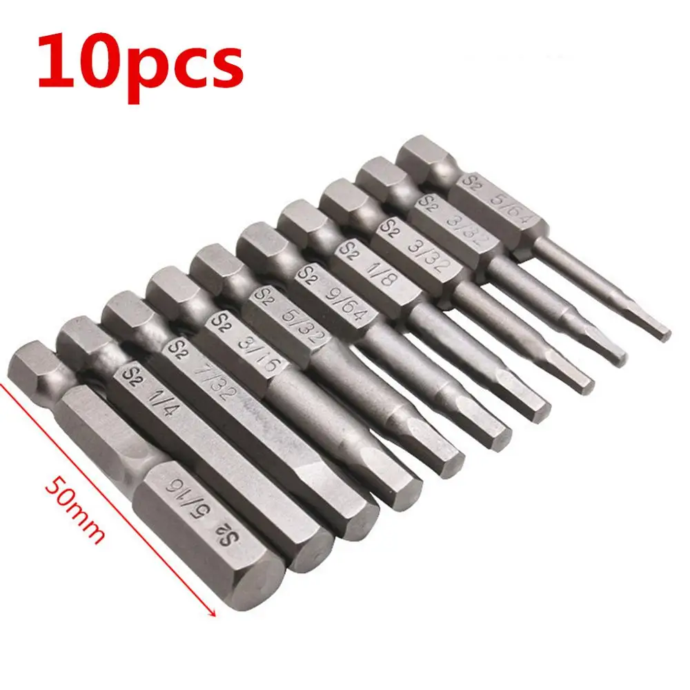 

10pcs Magnetic Hexagon Screwdriver Bit S2 Steel 1/4 Inch Hex Shank Screw Drivers Set 50mm