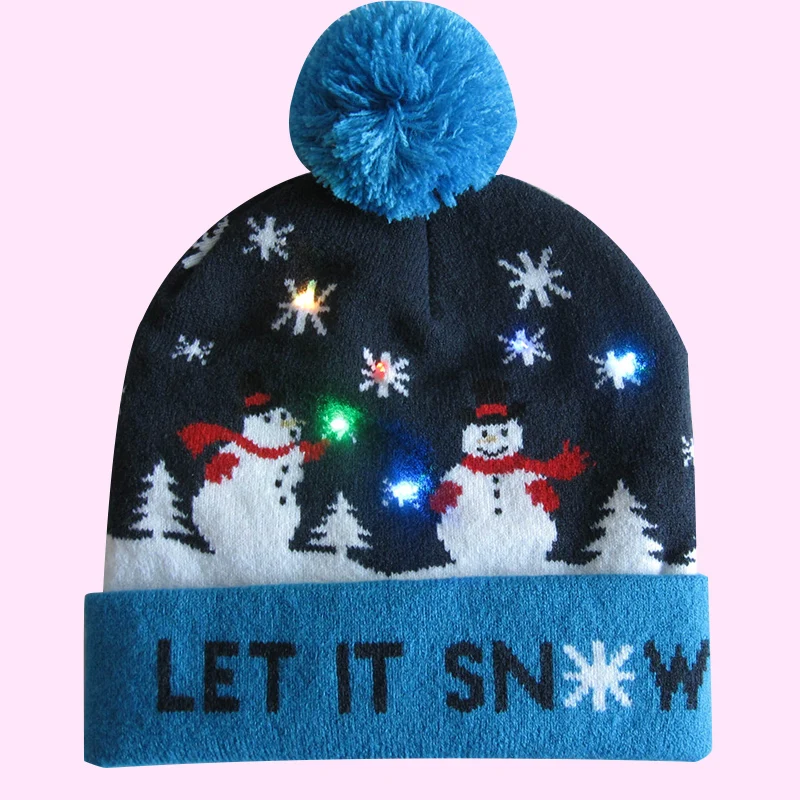 

LED Christmas Ugly Christmas Sweater Christmas Tree Light Up Knitted Hat for Adult Christmas Party Men And Women