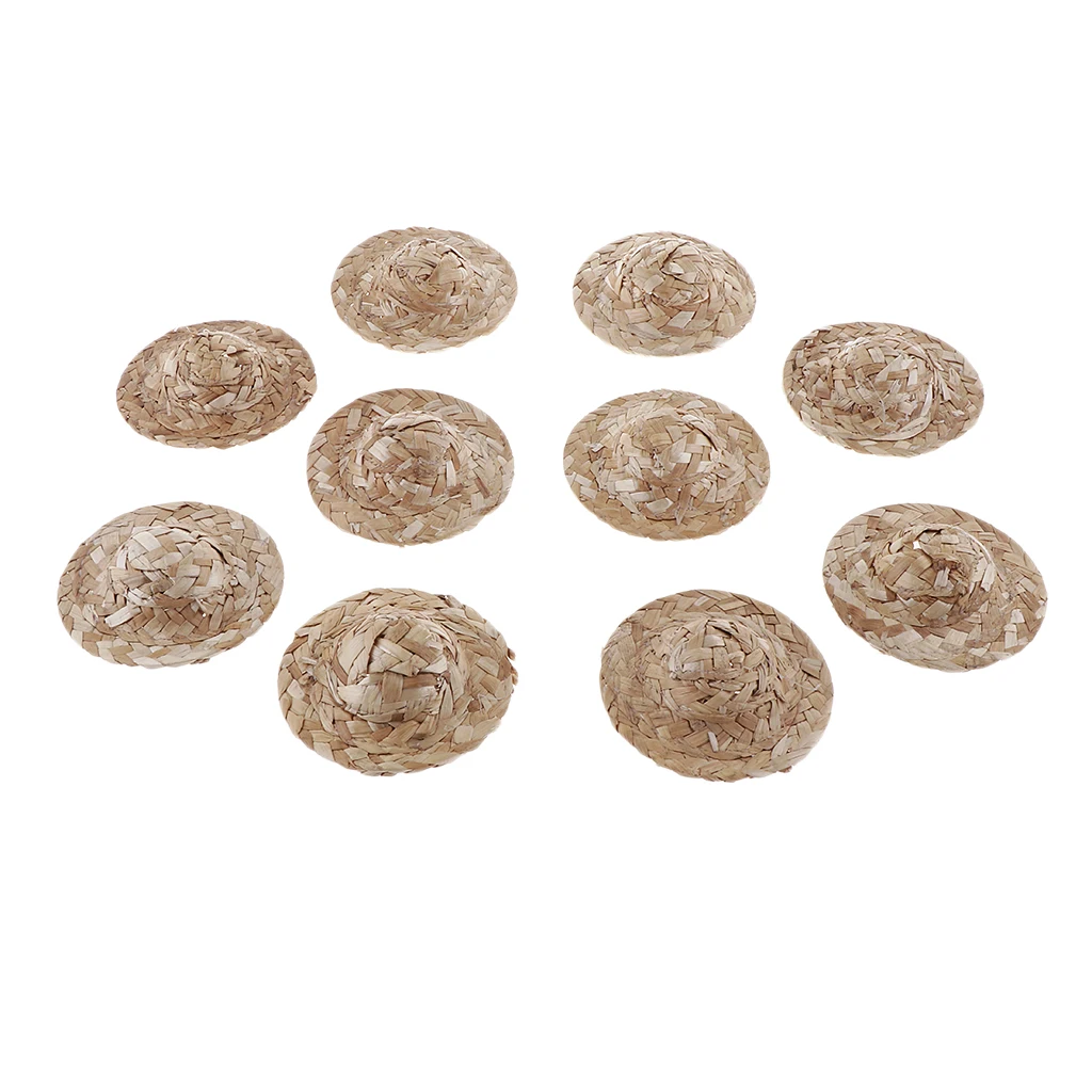 10Pcs Straw Bowler Doll Hat Headdressing Clothes Decor For Salon 