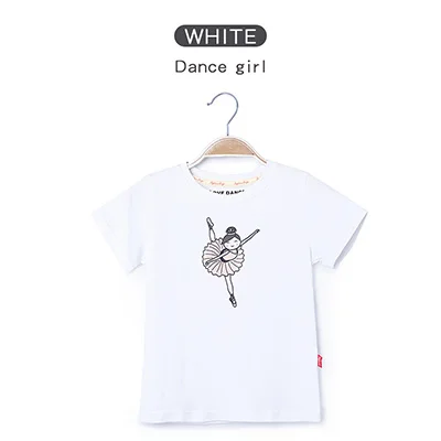 Summer Girls Printed Shirt Kids Full Cotton T Shirt Short Sleeve Top Children Sport Yoga Jogging Fitness Tees Black White Pink - Color: Blue