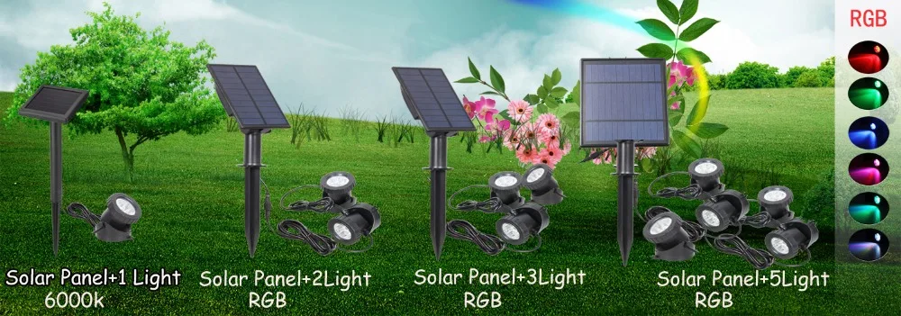 T-SUNRISE на солнечной батарее 3 светильник s открытый светильник ing солнечный светильник RGB изменение цвета светодиодный светильник Ландшафтный Точечный светильник для сада