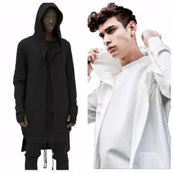Для мужчин толстовки с капюшоном черное платье хип-хоп мантии толстовки Мода Куртка-кардиган одежда с длинным рукавом плащ человека пальто