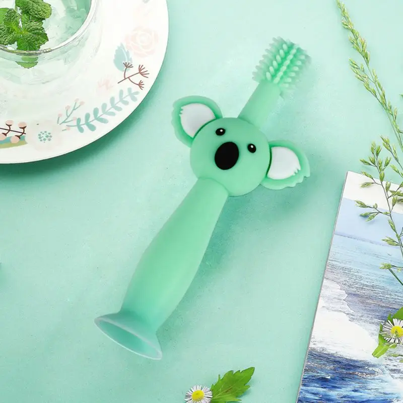 360degree Baby Toothbrush Koala Head Handle Infant Brushing Teeth Training Safe Design Soft Healthy Silicone Toddler Oral Care