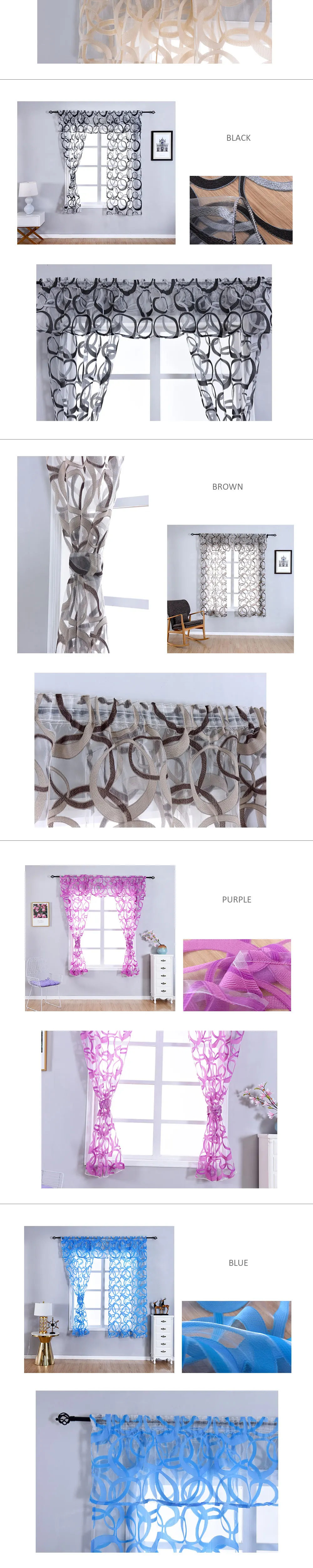Smt490 NAPEARL Kitchen Window Valance and Tiers Geometric Design Organza Gauze Sheer Short Curtains Endless Pattern Tulle Decor Drapes (2)
