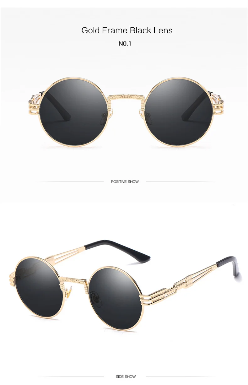 Oulylan Готический стимпанк Круглые Солнцезащитные очки для мужчин и женщин сплав очки круглой формы брендовые дизайнерские солнцезащитные очки зеркальные высокое качество