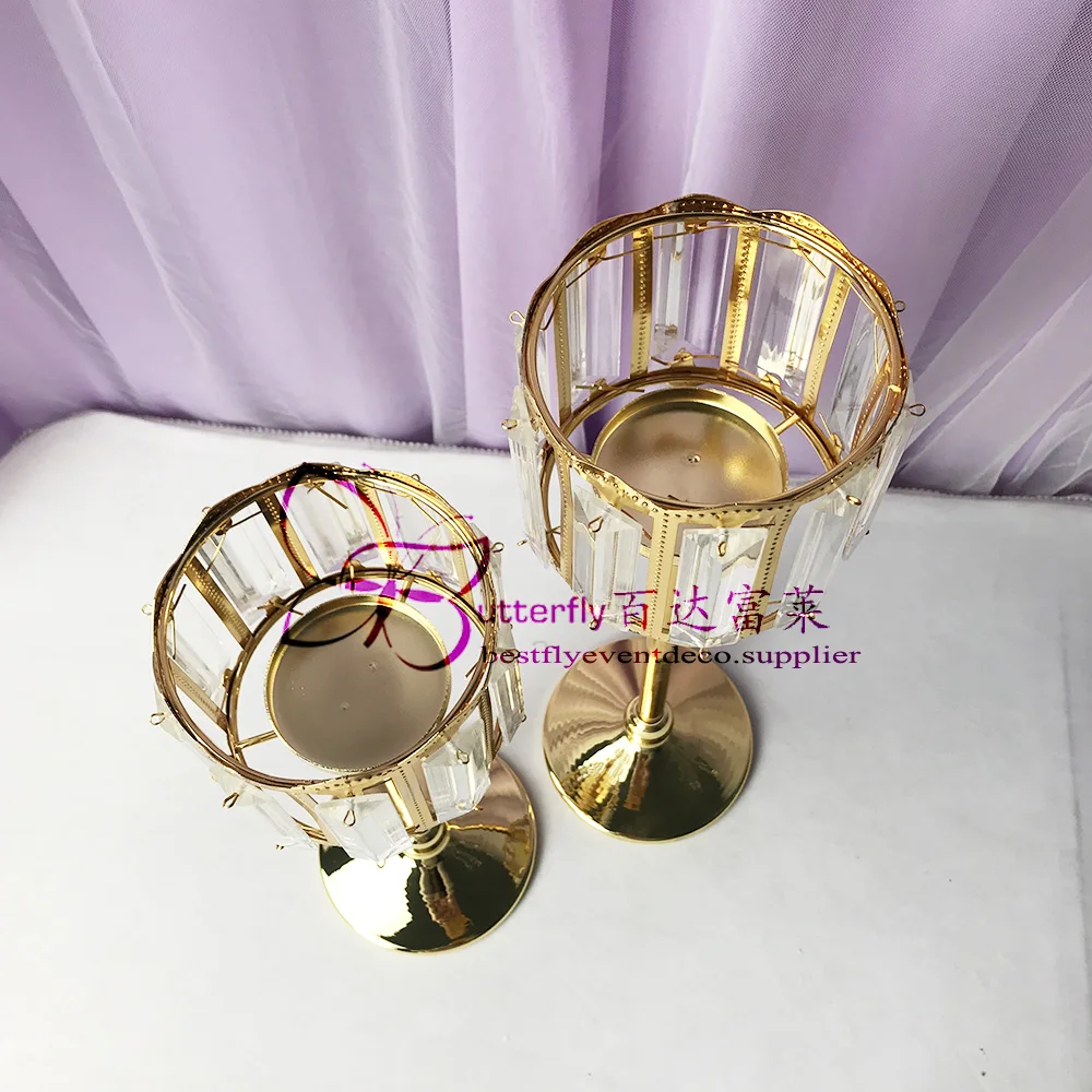 Crystal Hurricane candle holders and candlesticks around the gold trumpet vase-3
