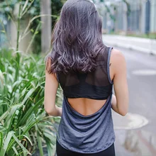 Сексуальная сетчатая открытая Йога Спортивная сорочка с низким вырезом на спине Женская быстросохнущая одежда для фитнеса топы Спортивная одежда Джерси для спортзала майка для бега Топы