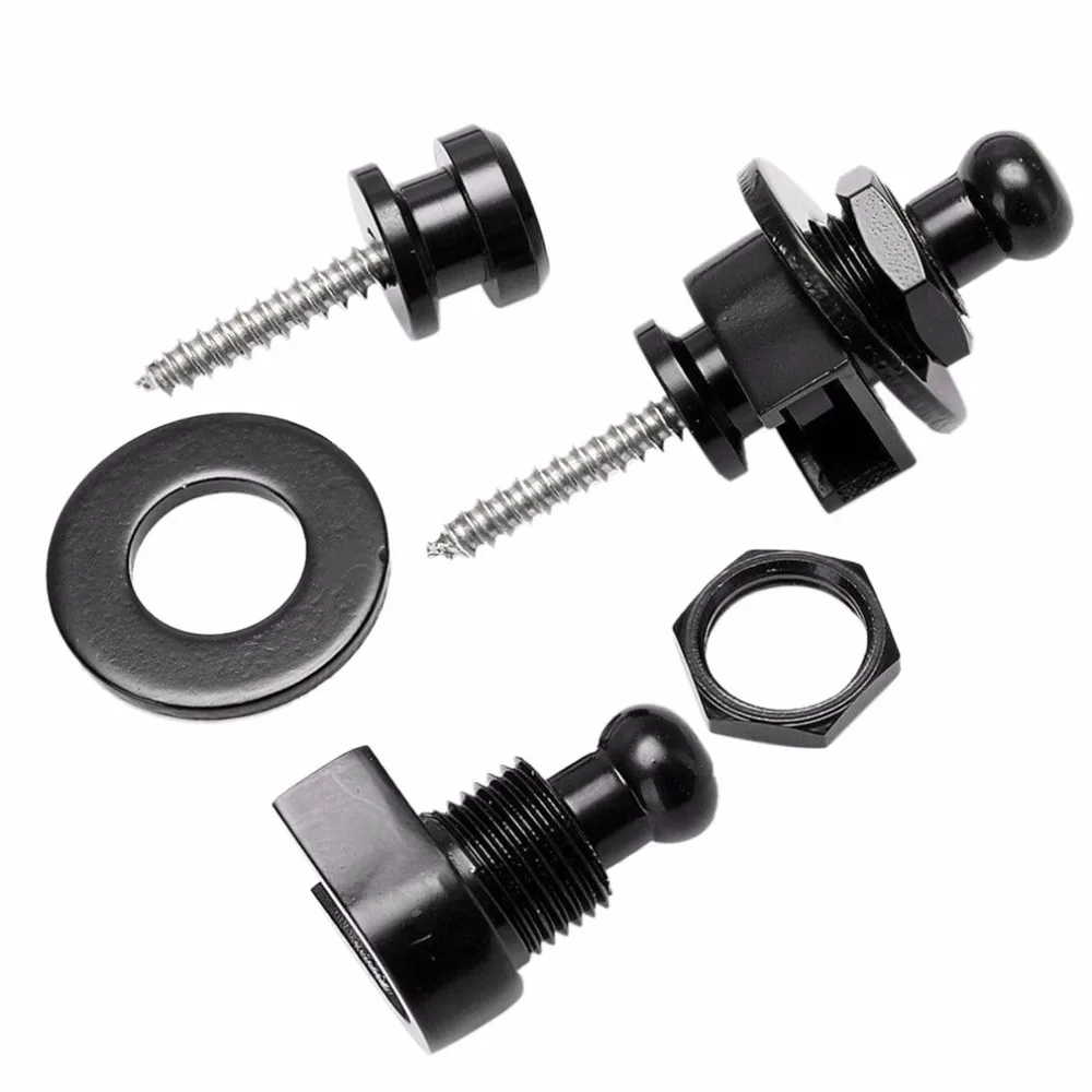 

2pcs A Pair Of Guitar Bass Schaller Strap Buckle Locks Buttons Round Head Black Guitar Accessory Chrome Locking Machine Tuners