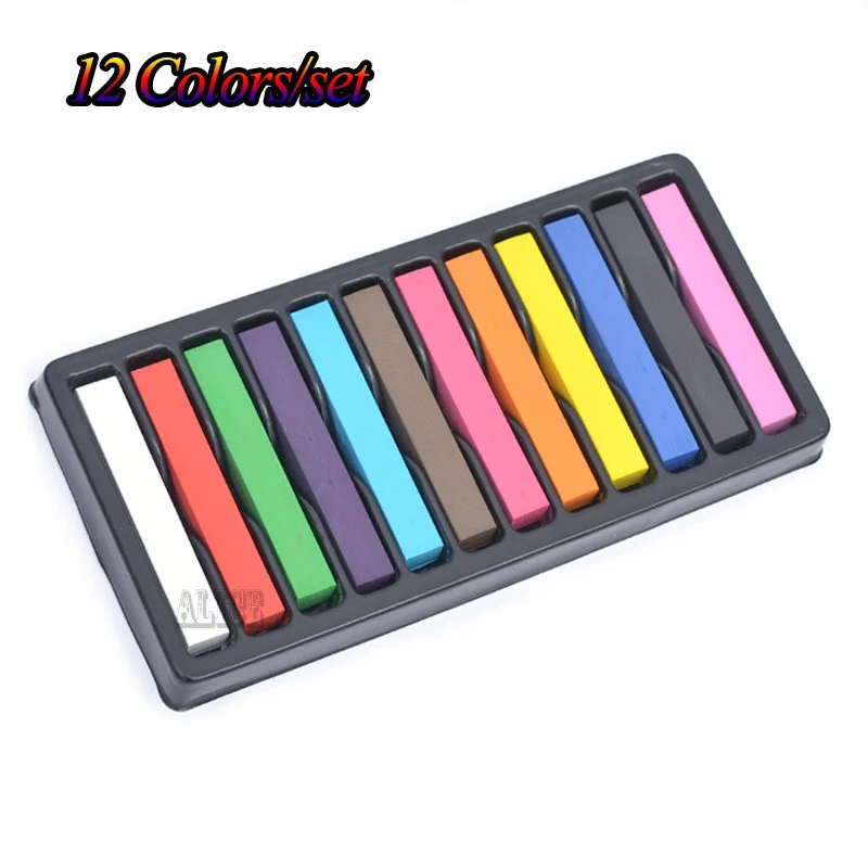 12 Colors Temporary Hair Chalk Set Soft Hair Crayons Chalk Pastel