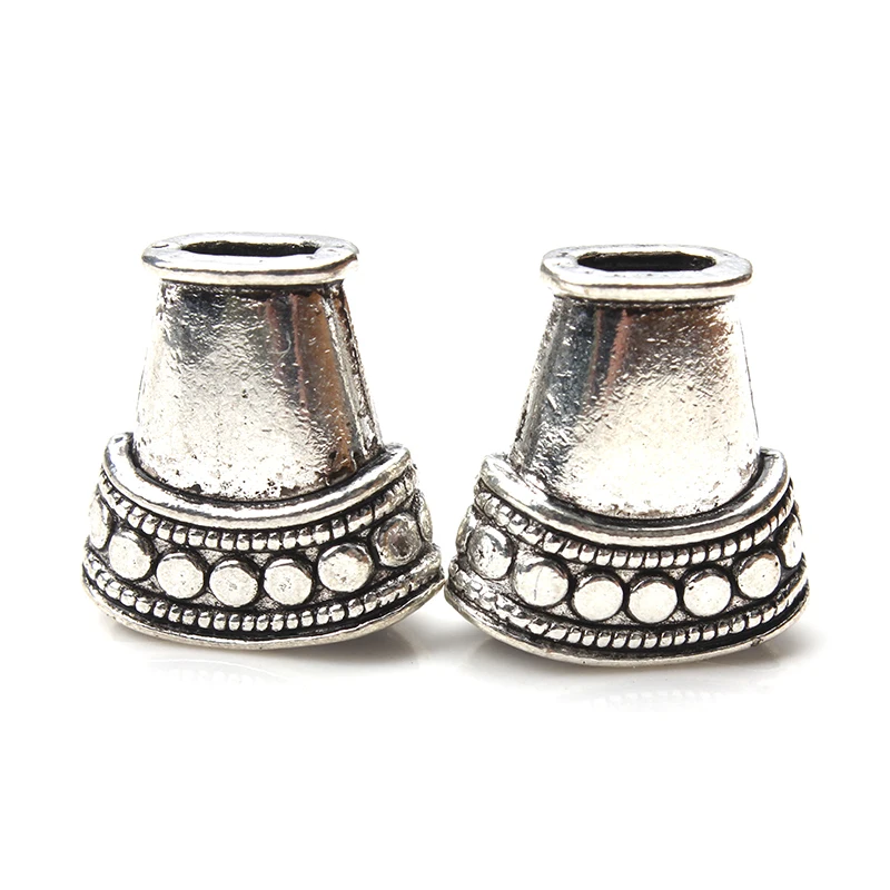 

5pcs/lot 17*17mm Antique silver tone charms beads cap oblate hole jewelry accessories fitting necklace & pendant jewelry finding