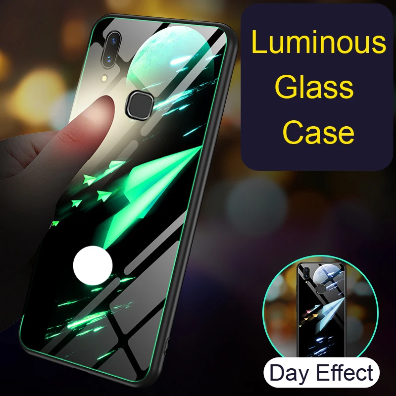 

For VIVO V11i Case Luminous Glass Phone Capas Painted Pattern Soft Silicone Edge Back Cover For Vivo Z3 Z3i V11 Pro X21S (L0112)