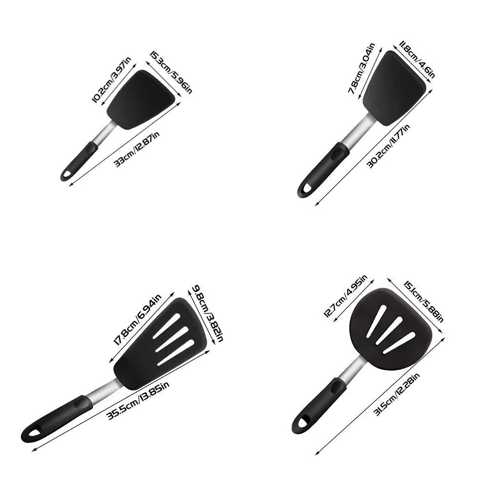 4pcs/set Silica Gel Iron Frying Spatula High Elastic Ultra-thin Silicone Frying Spatula Slotted Turner Cooking Tools Kitchen 4pcs/set Silica Gel Iron Frying Spatula High Elastic Ultra-thin Silicone Frying Spatula Slotted Turner Cooking Tools Kitchen