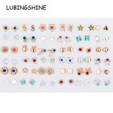 

Drop Shipping Women Cute Acrylic Crystal Small Stud Earrings Sets Girl Child Heart Star Earring Jewelry Party Christmas Gift