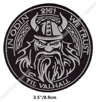 

IN ODIN WE TRUST VIKINGS VALHALLA IRON ON Patches EMBROIDERED ICELANDIC NORSE RUNE FANCY badge for clothing goth clothes diy