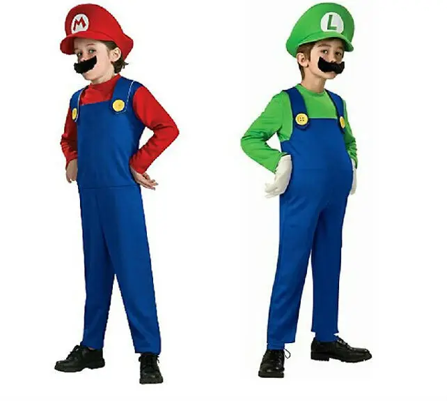 Children Funy Cosplay Costume Super Mario Luigi Brothers