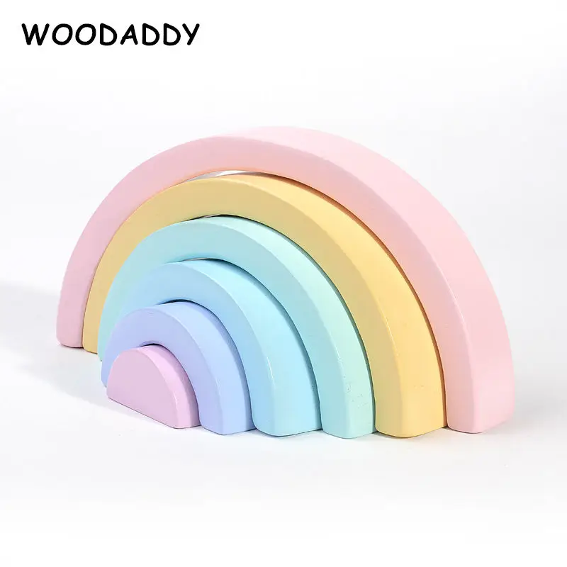 

Baby Toys Montessori 7Pcs Rainbow Building Blocks Wooden Toys For Kids Preschool Teaching Aids Educational Blocks Dropshipping