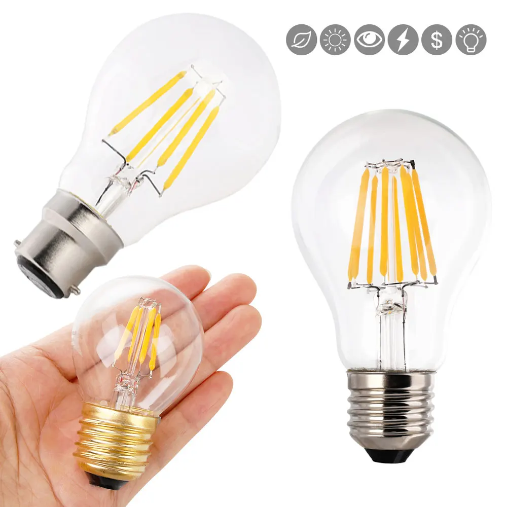 E27 светодиодный лампы в форме свечи накаливания светильник B22 230V 240V G45 COB нити s